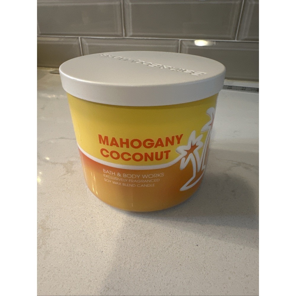NEW Bath & Body Works White Barn Mahogany Coconut 3 Wick Candle